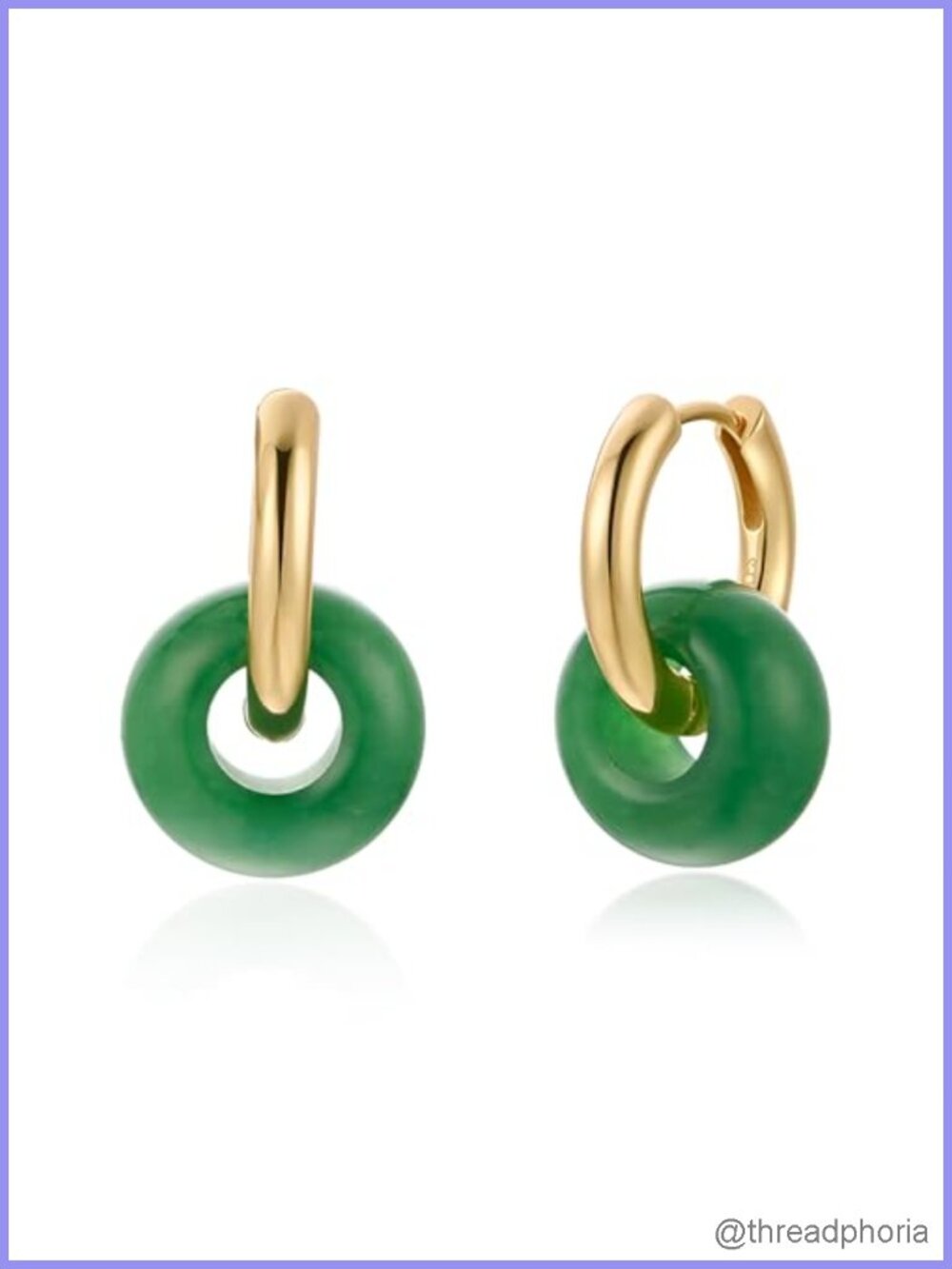 Malaysian Jade Stainless Steel Hoop Dangle Earrings for Women Trendy Lightweight
